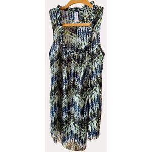 Sweet Pea Anthropologie Stacy Frati Nylon Mesh Top Tank Cami Blouse Blue Green S